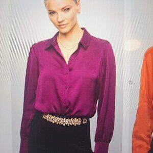 Satin blouse with puff sleeves